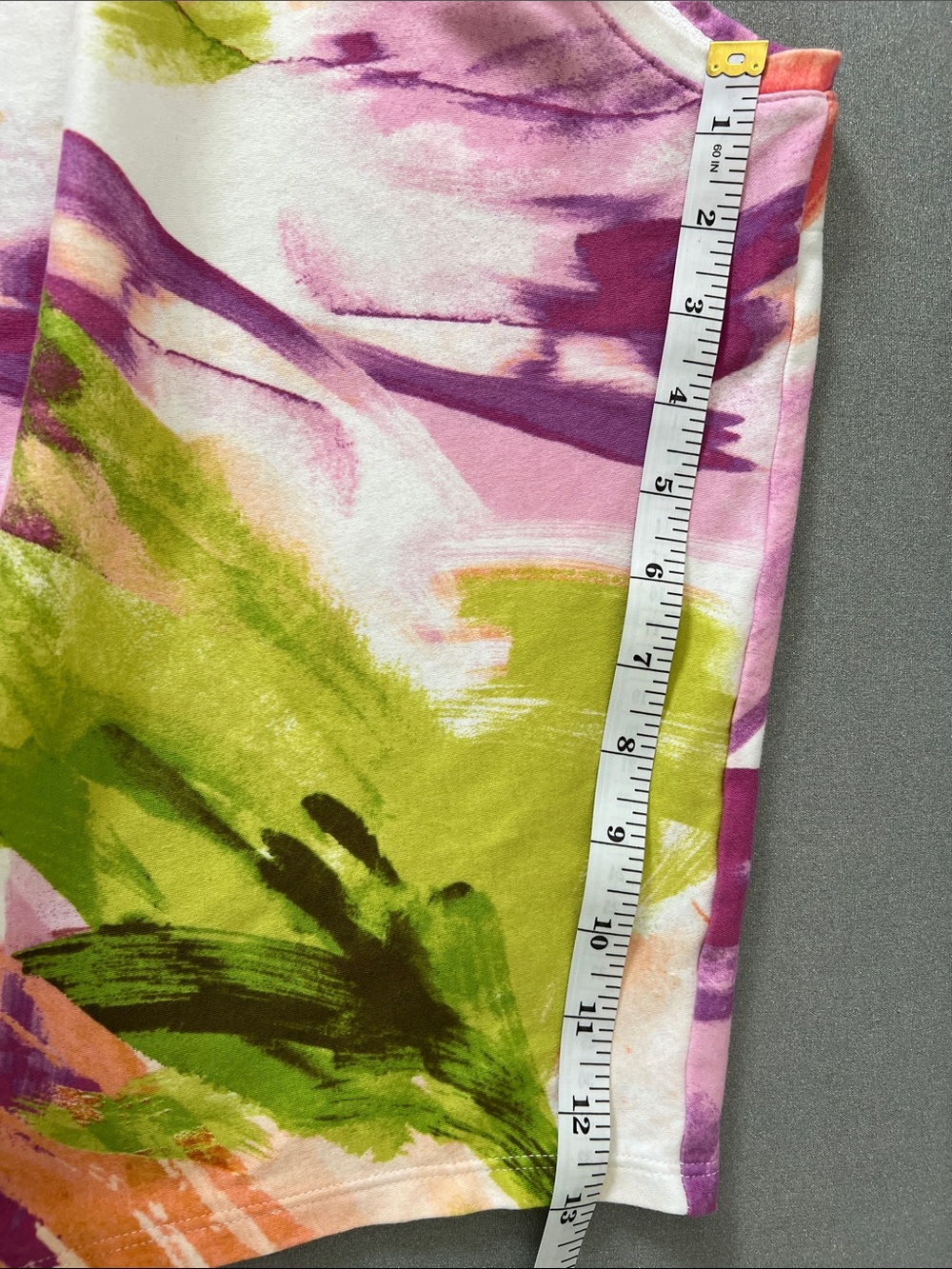 Chico's | White Boxy Tie-Front Cotton Top Pink Green Orange Brushstrokes Sz 3 - Picture 15 of 17